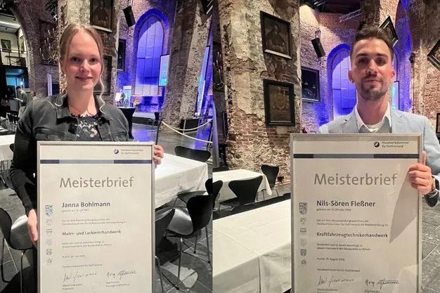 Meisterin Janna Bohlmann und Meister Nils-Sören Fleßner